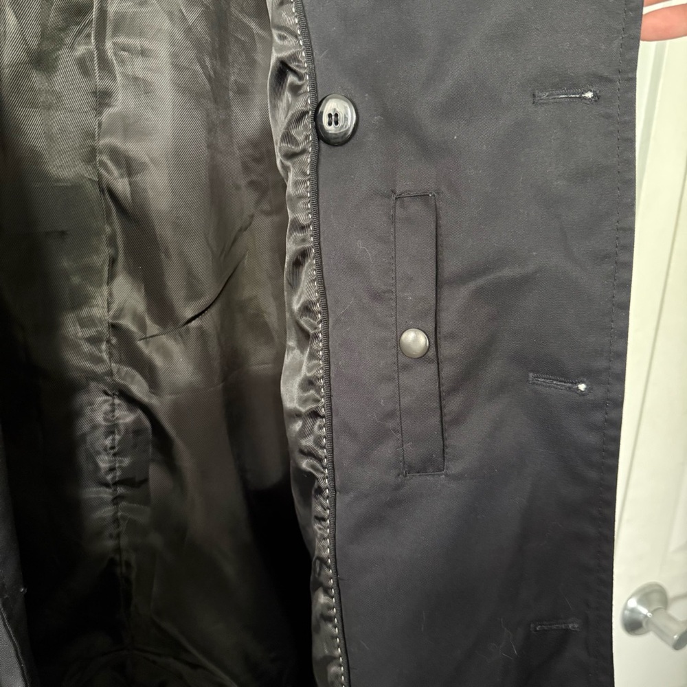 H&M Men’s Black Double-Breasted Trench Coat with Epaulettes - Picture 5 of 5